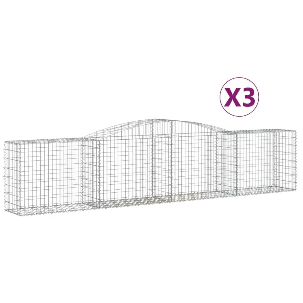 Arched Gabion Baskets Decorative Barrier 400 x 50 x 80/100 cm 3 pcs Garden Retaining Wall