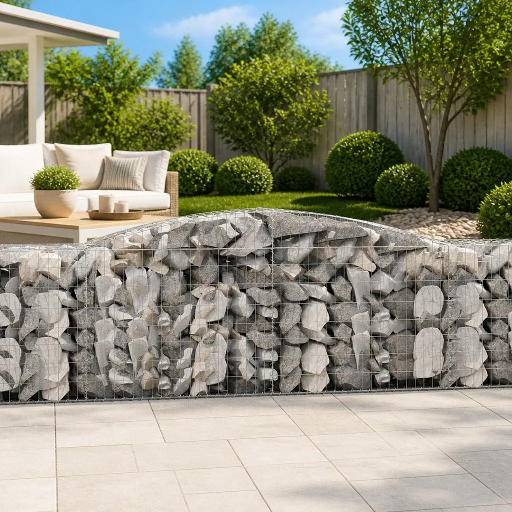 Arched Gabion Baskets 7 pcs Garden Barrier Retaining Wall Decorative Outdoor