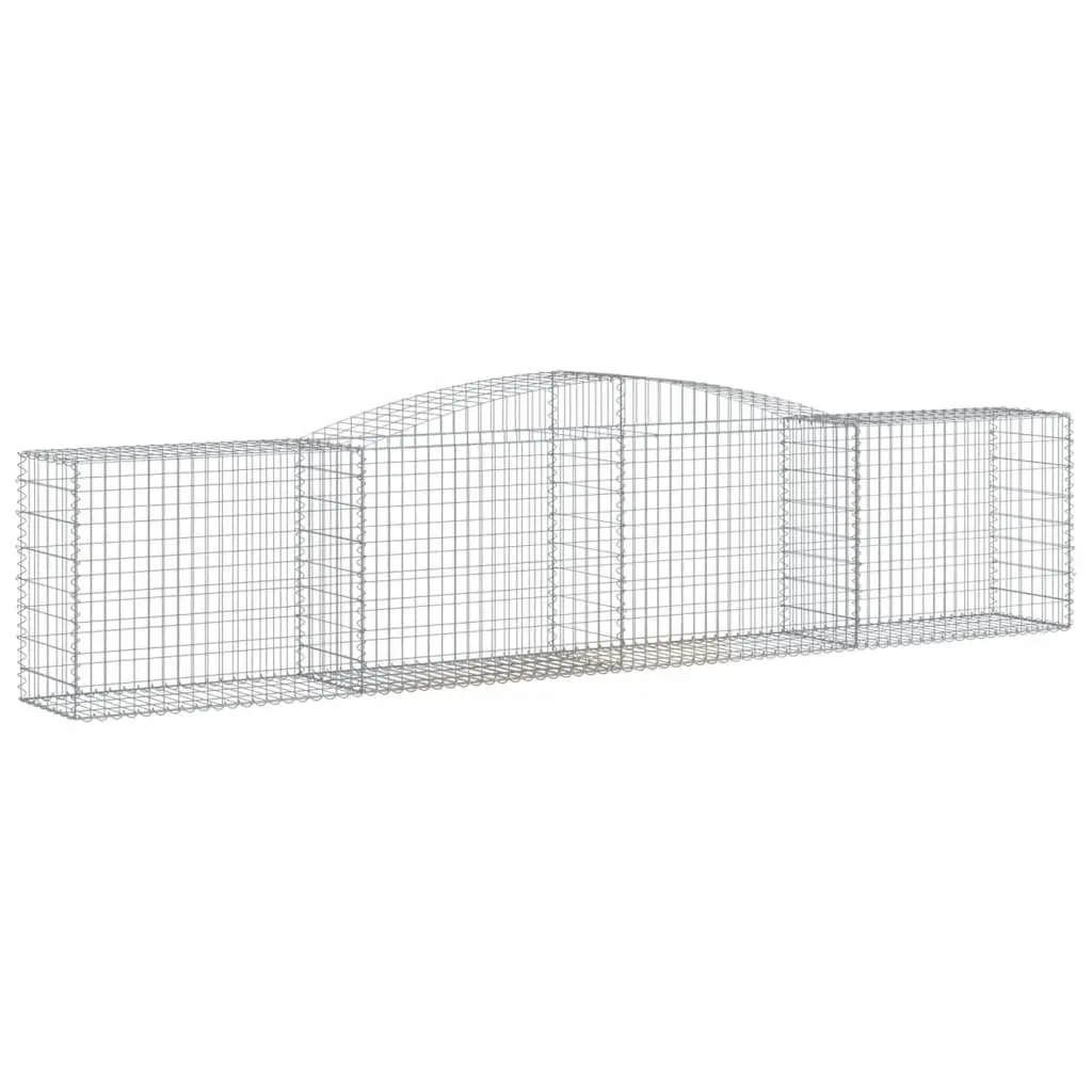 Arched Gabion Baskets Set 8 Piece Garden Barrier Decorative Outdoor 400 x 50 x 80/100 cm Silver Galvanised Iron