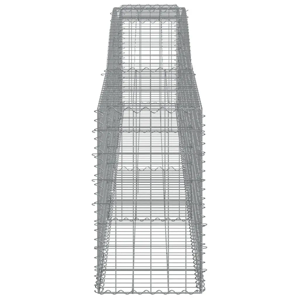 Arched Gabion Baskets Set 8 Piece Garden Barrier Decorative Outdoor 400 x 50 x 80/100 cm Silver Galvanised Iron