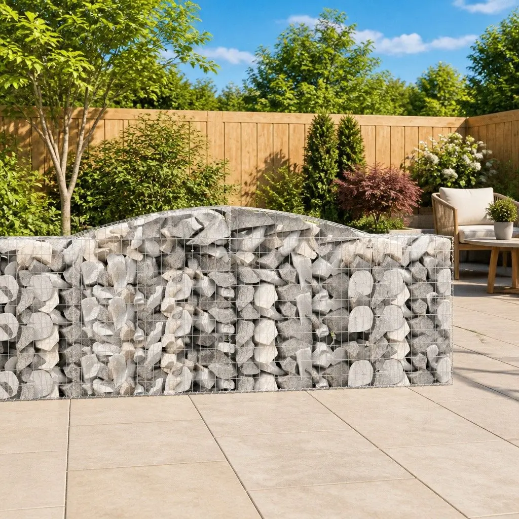Arched Gabion Baskets Decorative Galvanised Wire 400 x 50 x 100120 cm 2pcs