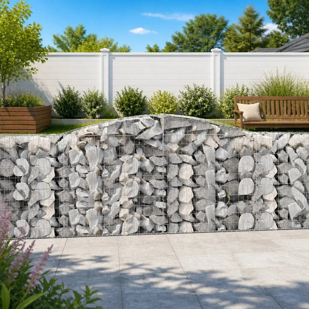 Arched Gabion Baskets Decorative Garden Barrier 400 x 50 x 100120 cm 4 Piece