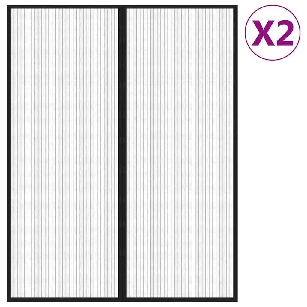 Insect Door Curtains Magnetic Closure Black 230x160 cm 2 Piece Mesh Screen