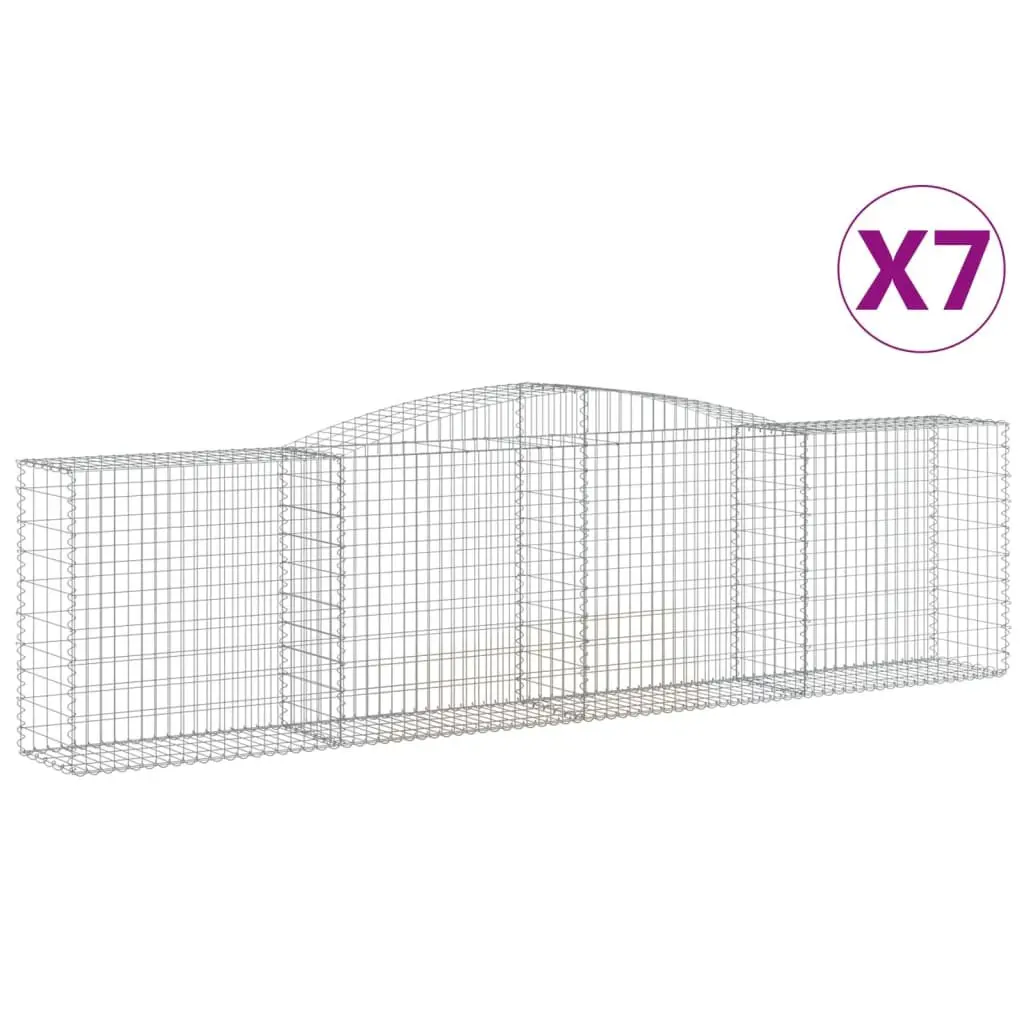 Arched Gabion Baskets Decorative Garden Barrier 7 Piece 400 x 50 x 100120 cm Galvanised Iron Construction