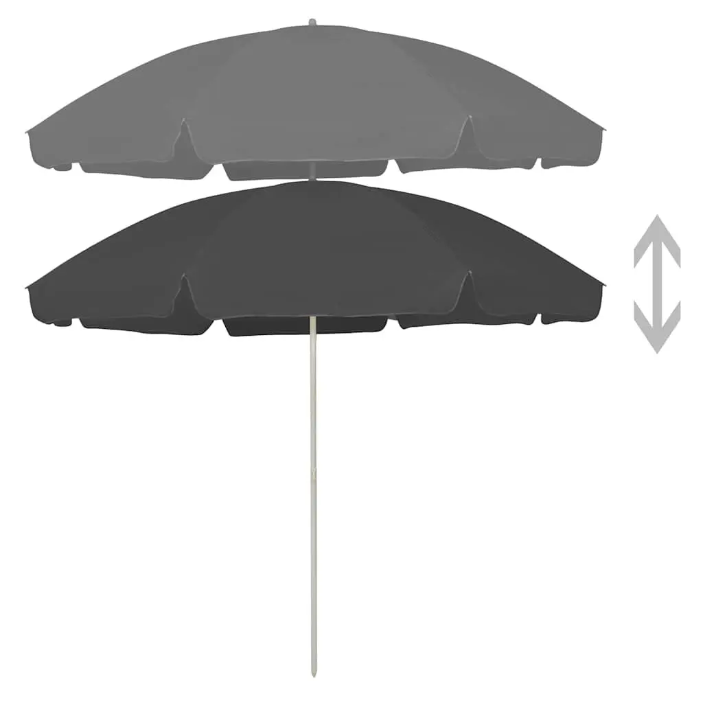 Outdoor Beach Umbrella 300cm Adjustable Tilt Canopy UV Protective Anthracite