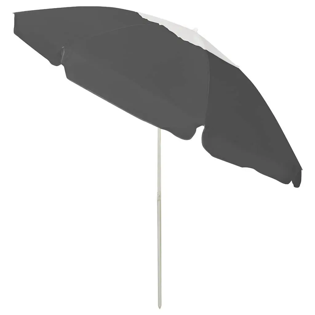 Beach Parasol UV Protective Anthracite 240cm Outdoor Sun Shade Umbrella Tilt Vent