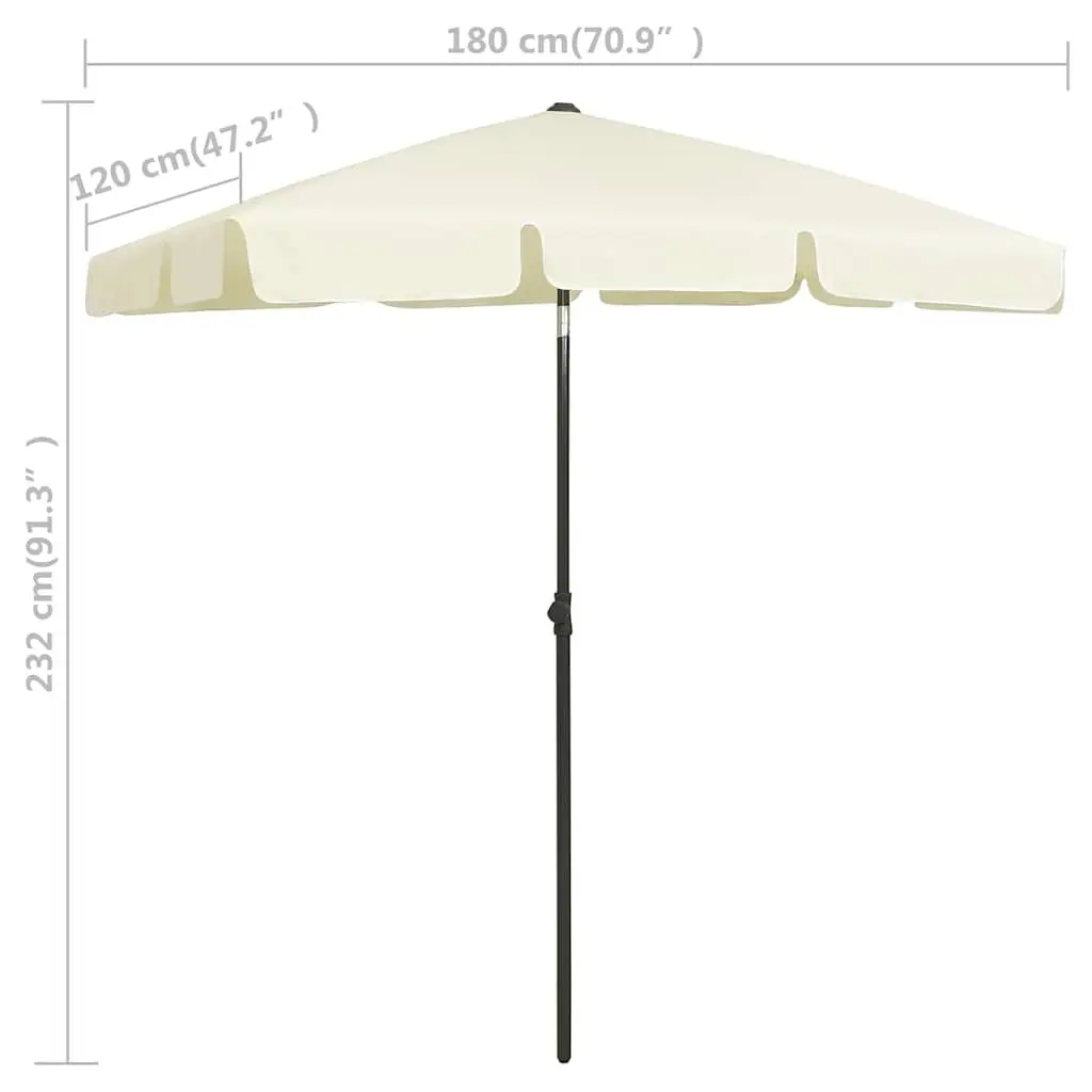 Beach Parasol UV Protective Yellow 180x120 cm Adjustable Tilt Function