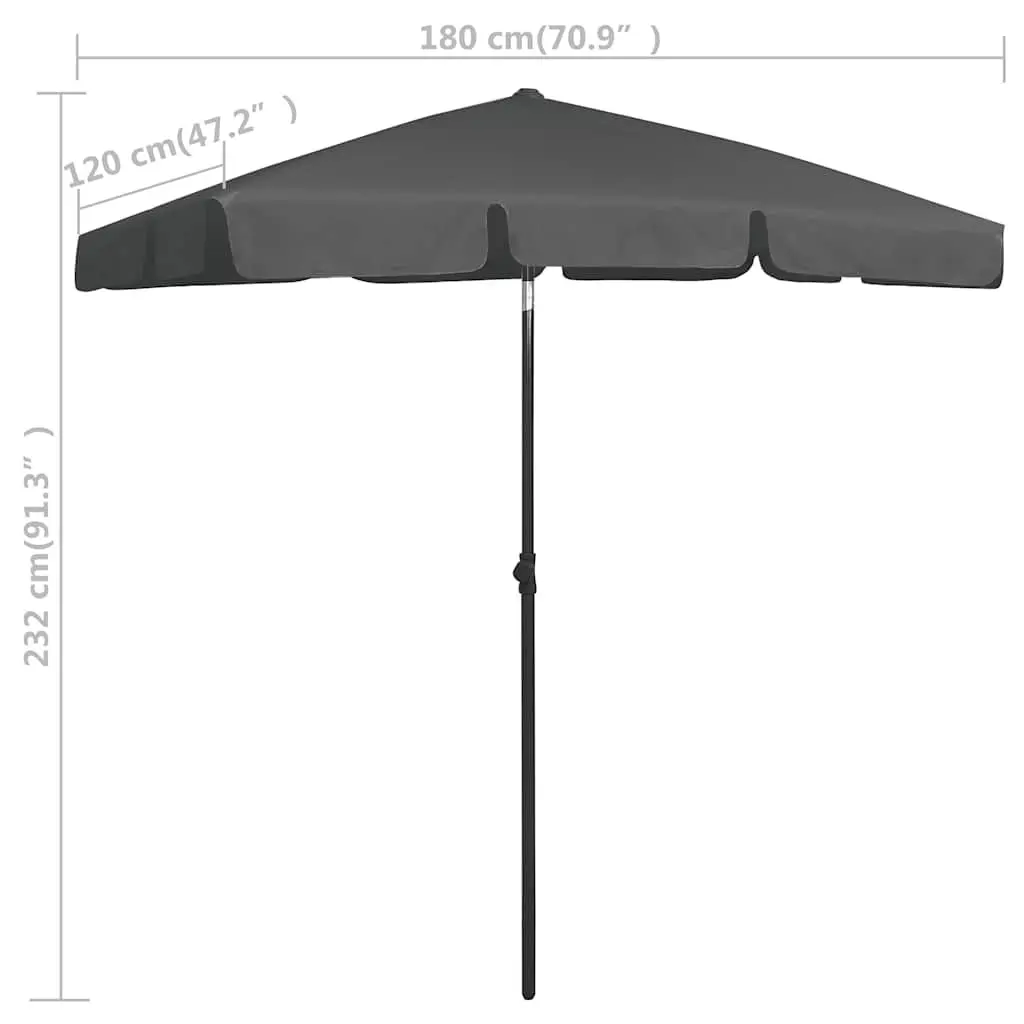Beach Parasol UV Protection Tilt Function 180x120cm