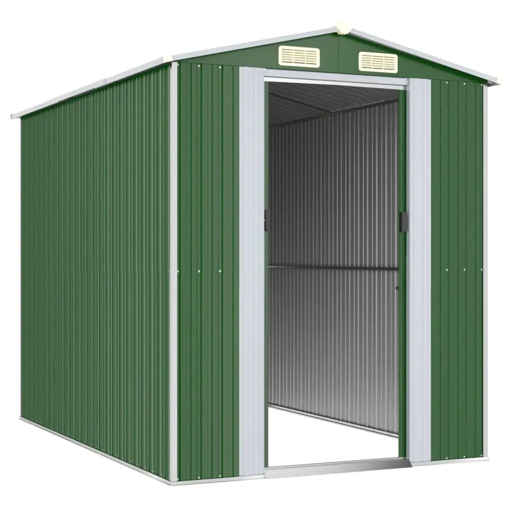 Garden Shed Green Galvanised Steel Outdoor Storage Tool House 192x274x223 cm