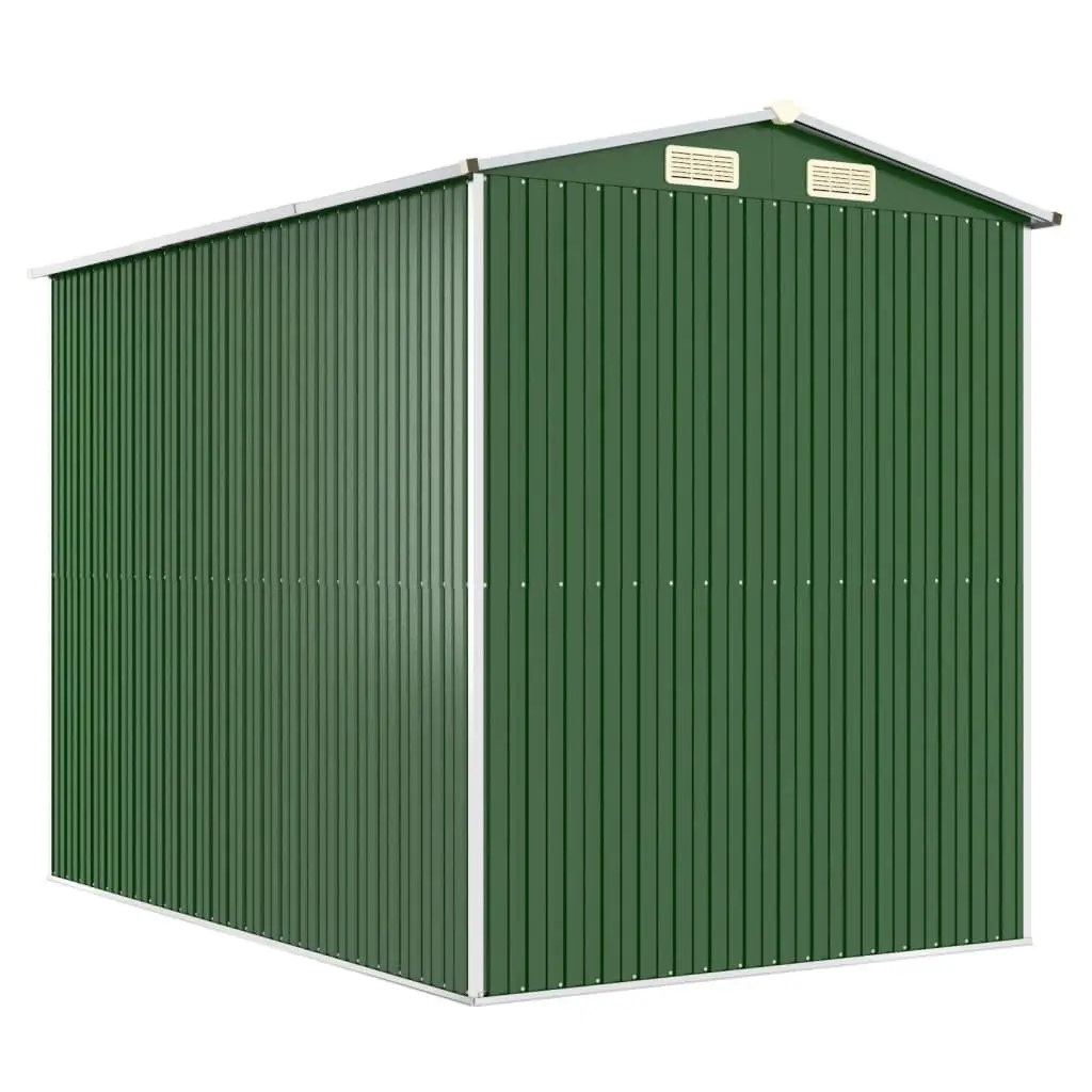 Garden Shed Green Galvanised Steel Outdoor Storage Tool House 192x274x223 cm