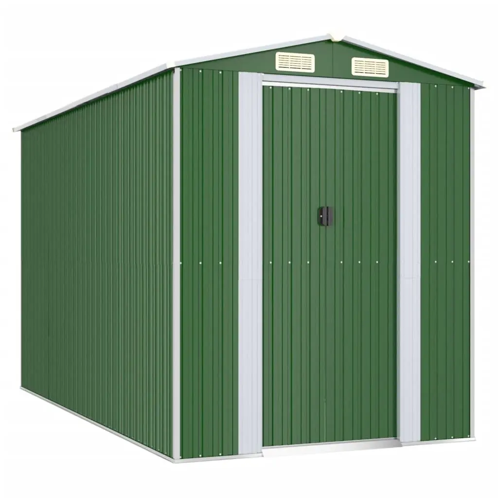 Green Galvanised Steel Garden Shed Outdoor Storage Tool Equipment 192x357x223cm