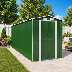 Garden Shed Green Outdoor Storage Tool House Double Sliding Doors Ventilation