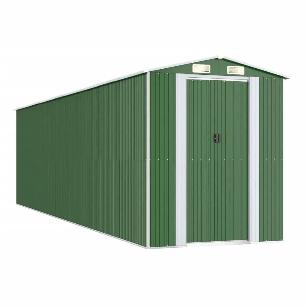 Garden Shed Green Galvanised Steel Outdoor Storage Tool House with Double Doors and Vents 192 x 772 x 223 cm
