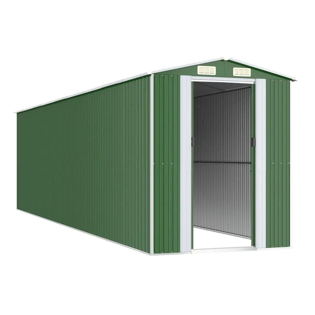 Garden Shed Green Galvanised Steel Outdoor Storage Tool House with Double Doors and Vents 192 x 772 x 223 cm