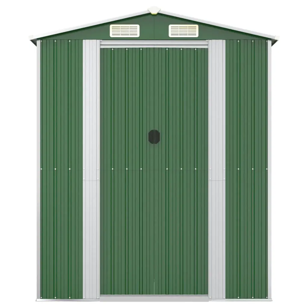 Garden Shed Green Galvanised Steel Outdoor Storage Tool House with Double Doors and Vents 192 x 772 x 223 cm