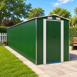 Garden Shed Green Outdoor Storage Tool Equipment Galvanised Steel Double Doors