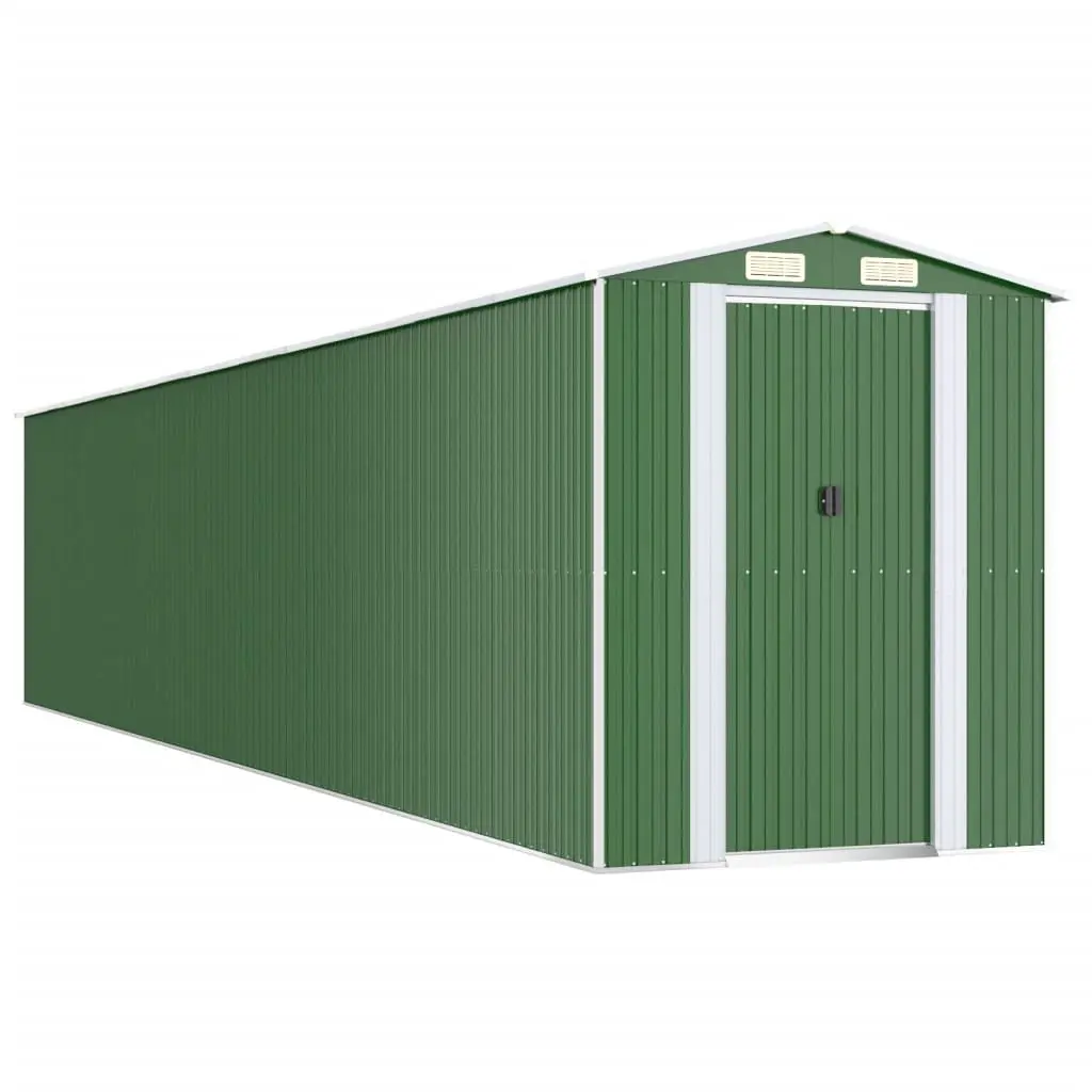 Garden Shed Green Galvanised Steel 192 x 102 x 223 cm Outdoor Storage Tool Equipment Double Doors