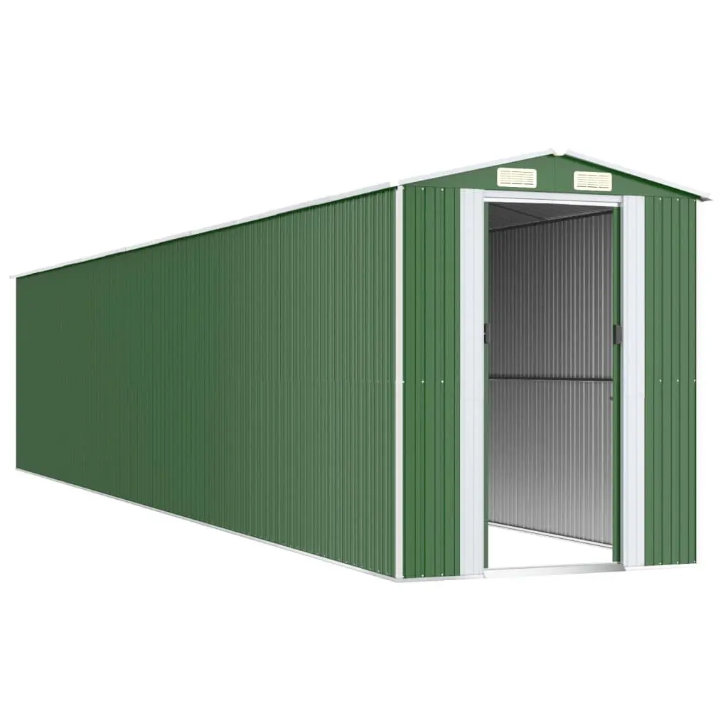 Garden Shed Green Galvanised Steel 192 x 102 x 223 cm Outdoor Storage Tool Equipment Double Doors