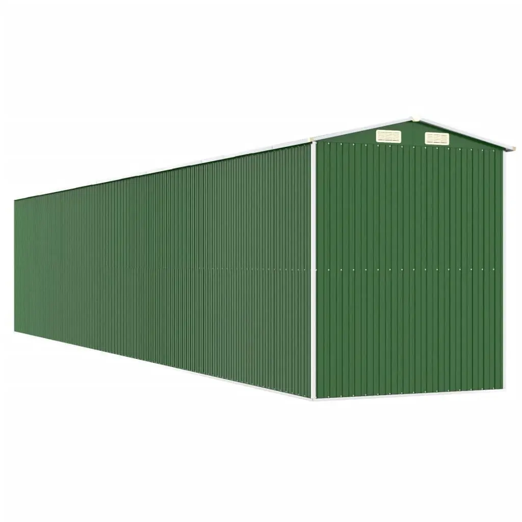 Garden Shed Green Galvanised Steel 192 x 102 x 223 cm Outdoor Storage Tool Equipment Double Doors