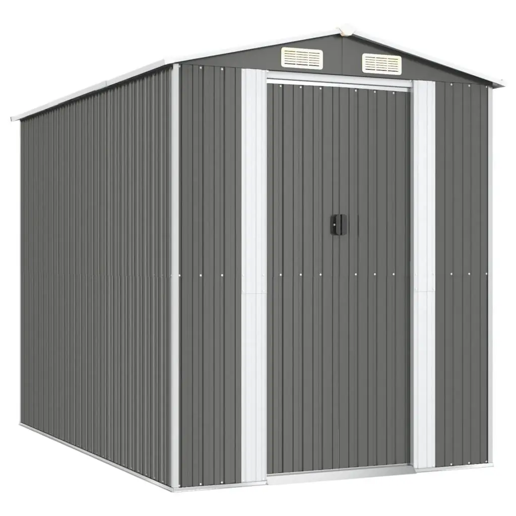 Garden Shed Light Grey Galvanised Steel Outdoor Storage 192 x 274 x 223 cm
