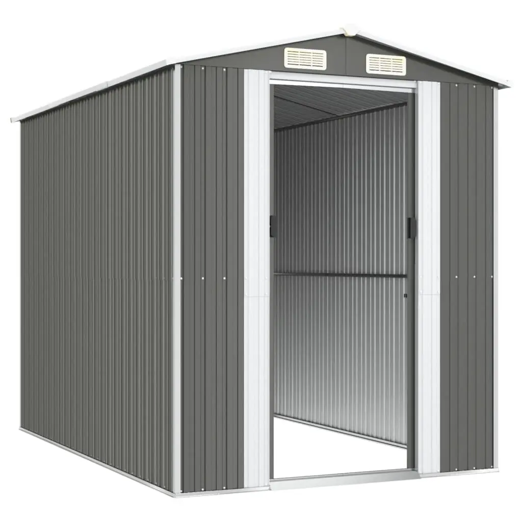 Garden Shed Light Grey Galvanised Steel Outdoor Storage 192 x 274 x 223 cm