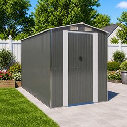 Friendly Grey Garden Shed for Outdoor Tool Storage