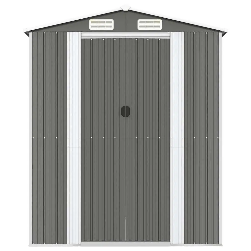 Outdoor Tool House Grey Galvanised Steel Garden Shed 192 x 440 x 223 cm
