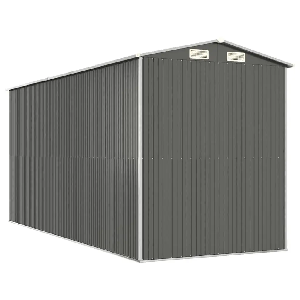 Outdoor Tool House Grey Galvanised Steel Garden Shed 192 x 440 x 223 cm