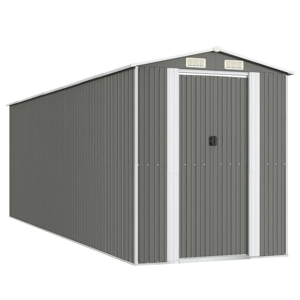 Garden Shed Galvanised Steel Grey Spacious Outdoor Storage 192 x 606 x 223 cm