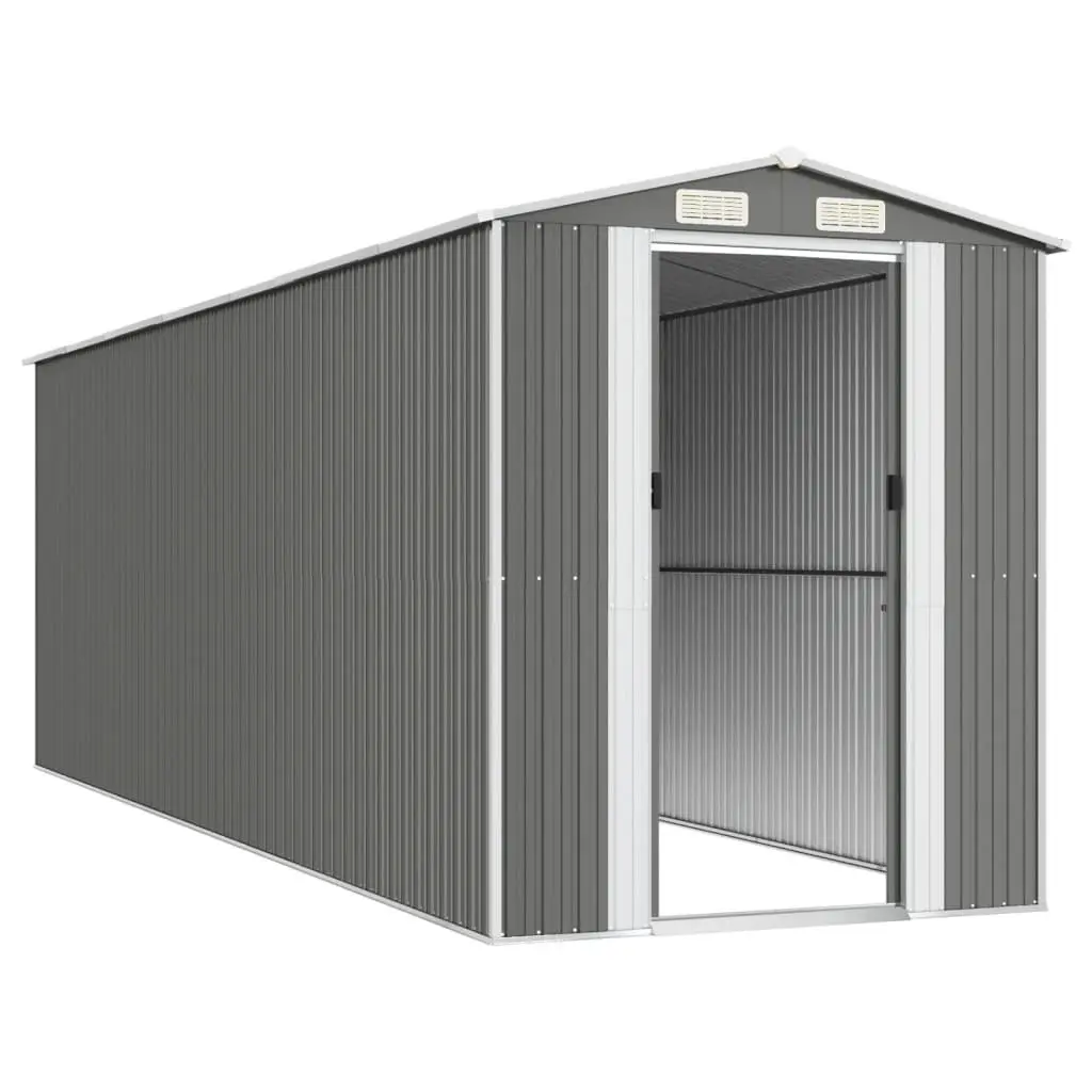 Garden Shed Galvanised Steel Grey Spacious Outdoor Storage 192 x 606 x 223 cm