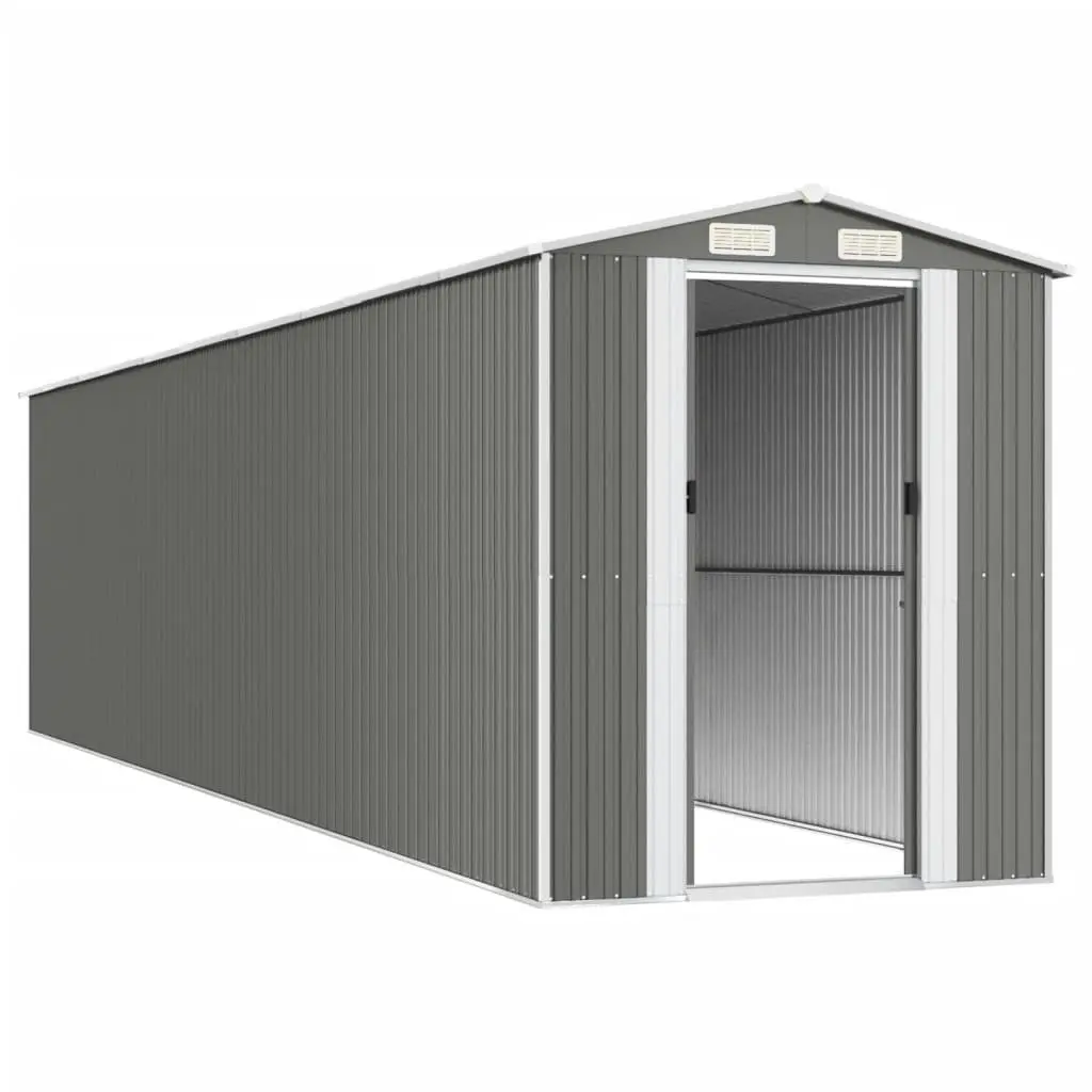 Garden Shed Grey Galvanised Steel Weatherproof Spacious Outdoor Storage