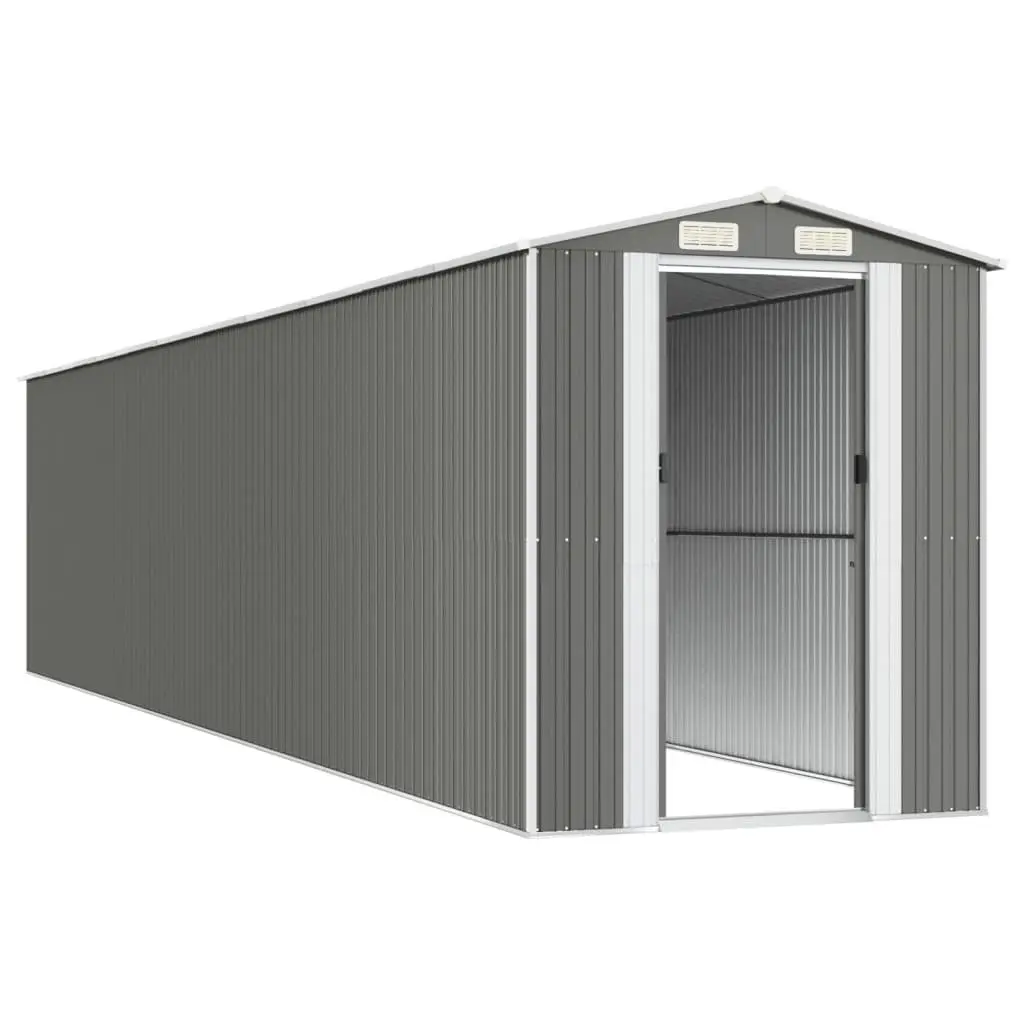 Outdoor Storage Shed Galvanised Steel Grey 192cm Length 938cm Width 223cm Height