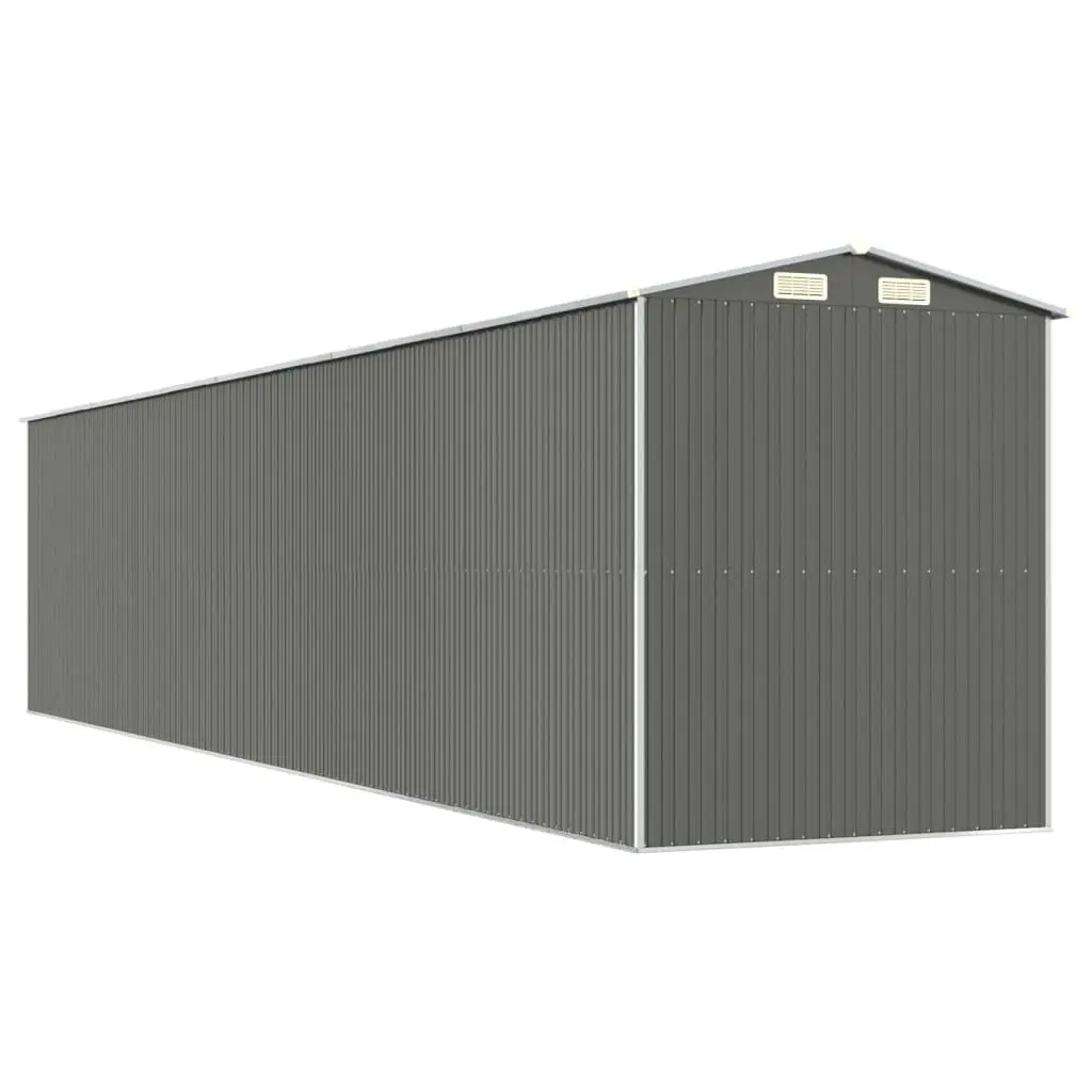 Outdoor Storage Shed Galvanised Steel Grey 192cm Length 938cm Width 223cm Height