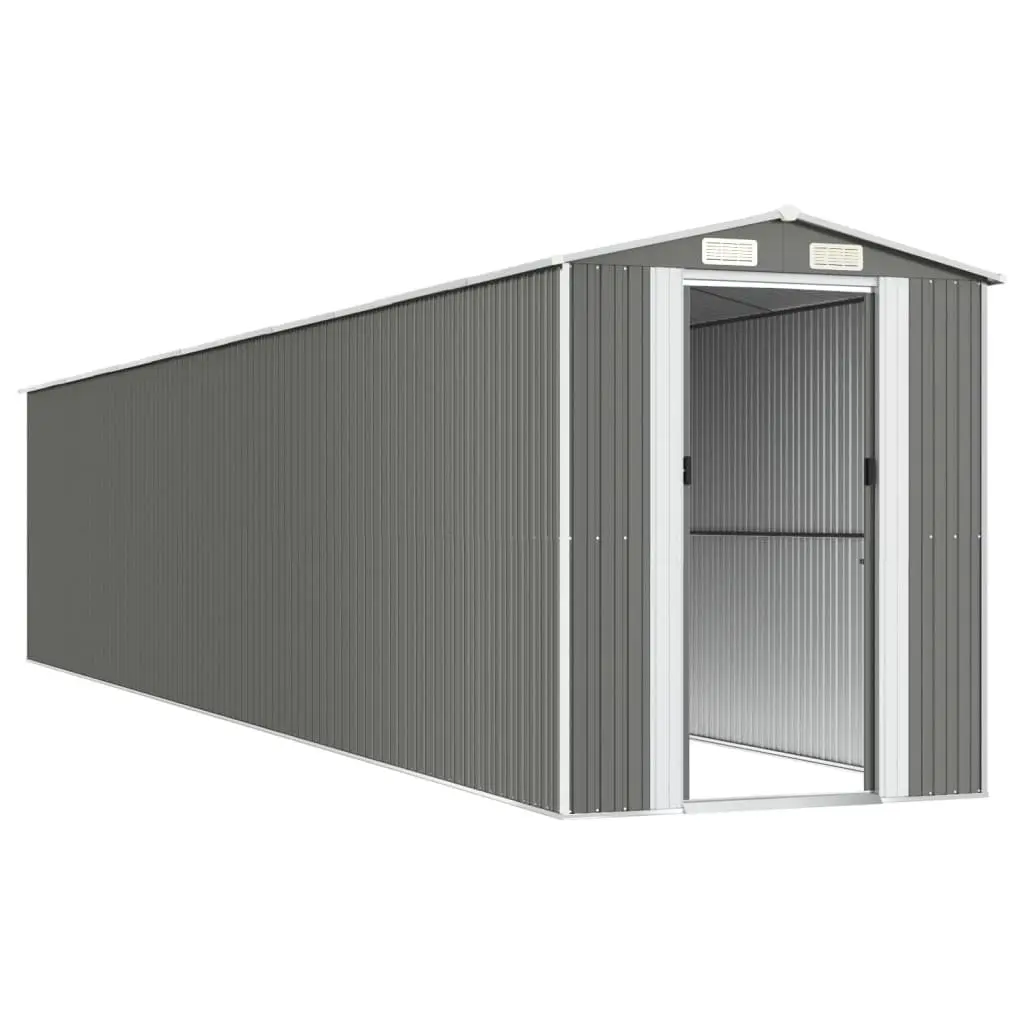 Garden Shed Light Grey Galvanised Steel Outdoor Storage Tool Equipment House