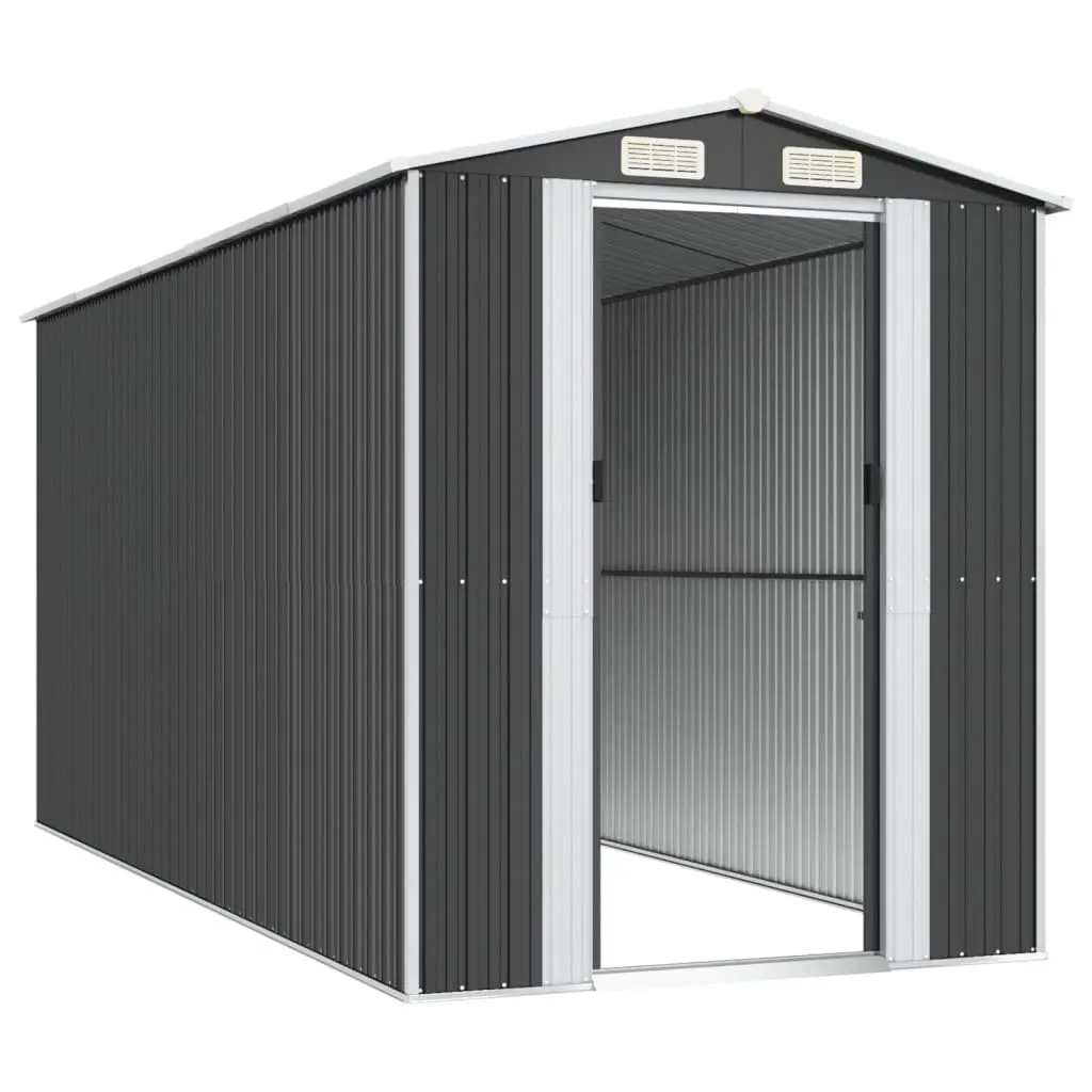 Garden Shed Anthracite Galvanised Steel Outdoor Storage 192x440x223 cm