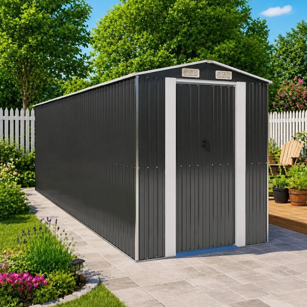 Garden Shed Anthracite Galvanised Steel 192x606x223cm