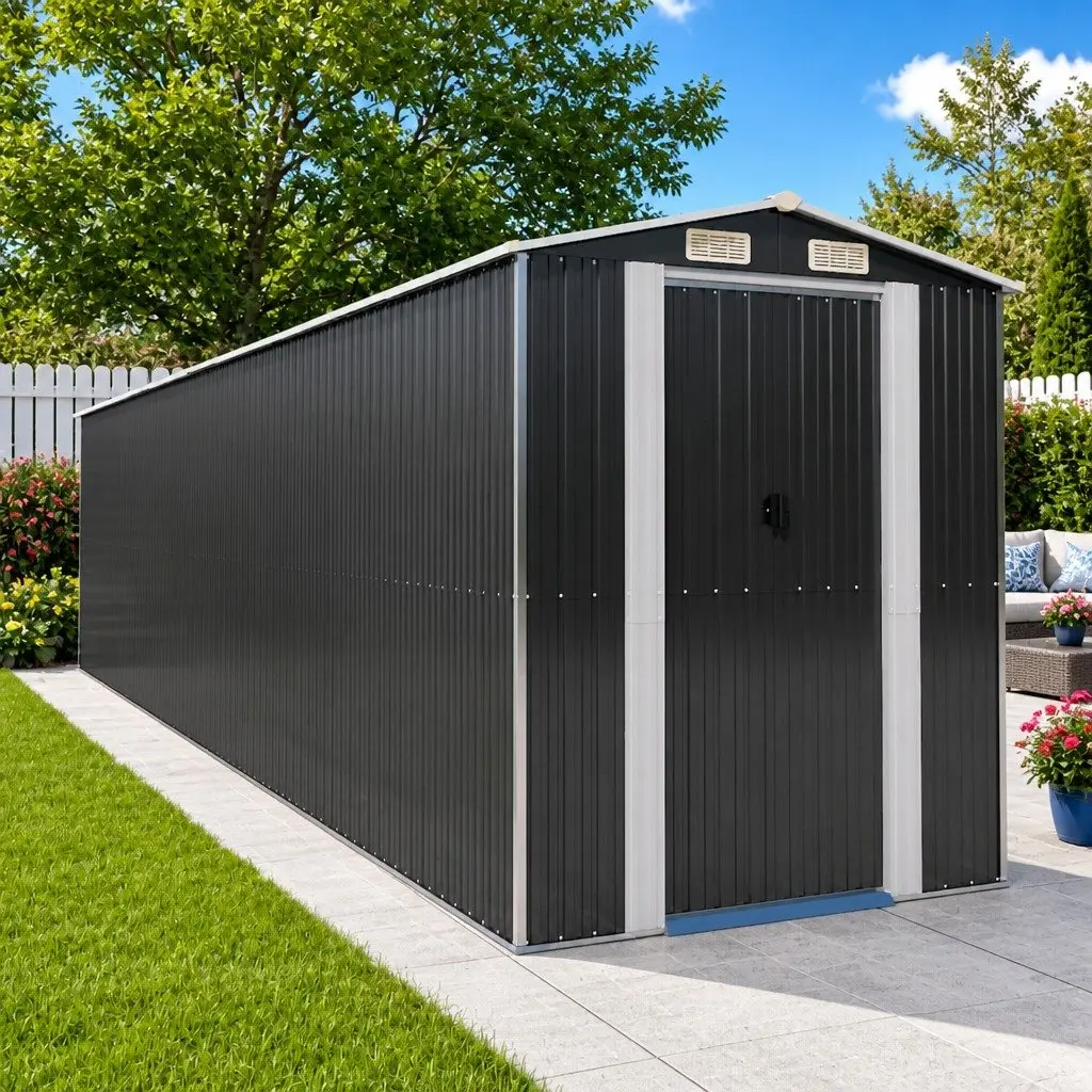 Garden Shed in Anthracite Steel