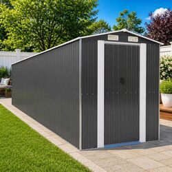 Garden Shed Anthracite 192x938x223 cm Outdoor Storage Galvanised Steel Tool