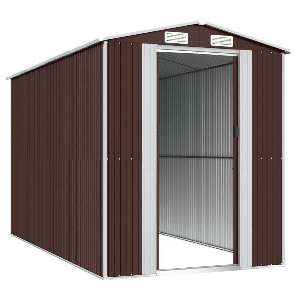 Garden Shed Dark Brown Galvanised Steel Outdoor Storage 192x357x223cm