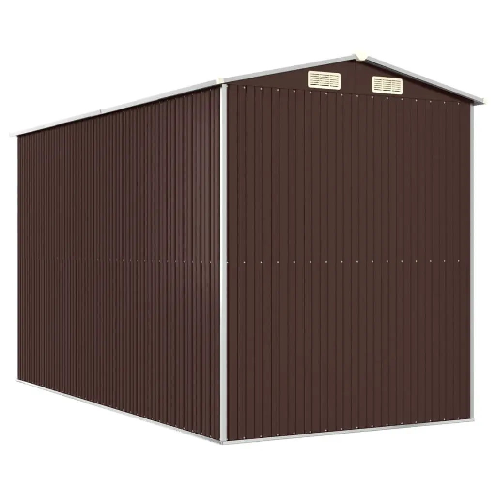 Garden Shed Dark Brown Galvanised Steel Outdoor Storage 192x357x223cm
