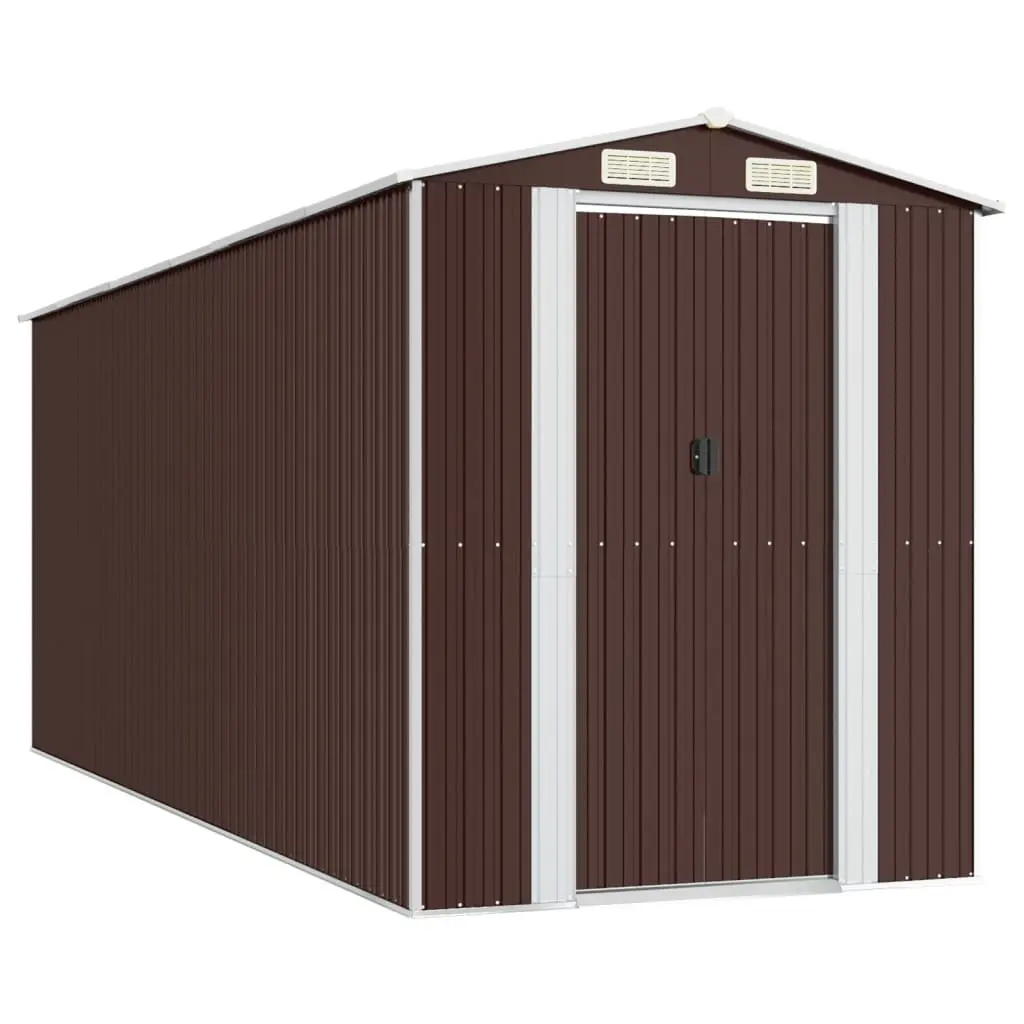 Garden Shed Dark Brown Galvanised Steel Structure 192 x 523 x 223 cm
