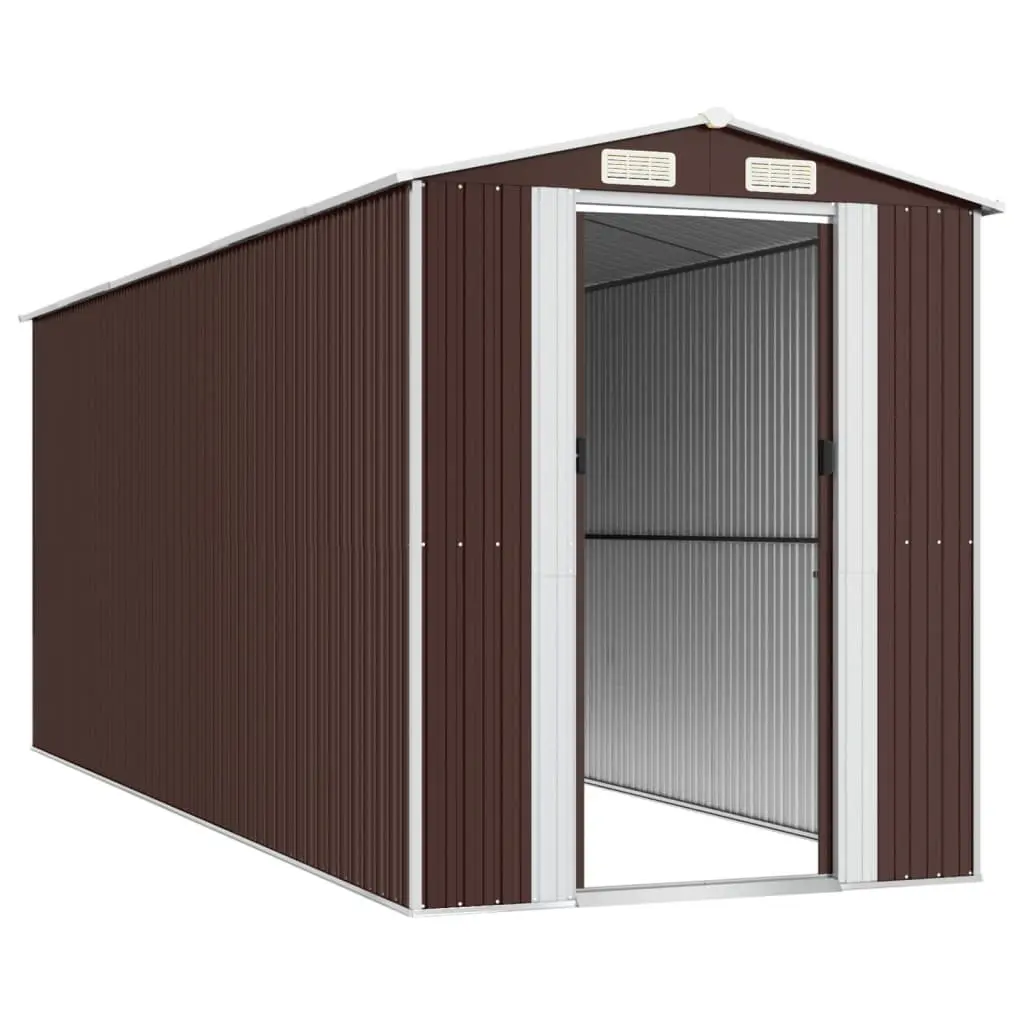 Garden Shed Dark Brown Galvanised Steel Structure 192 x 523 x 223 cm