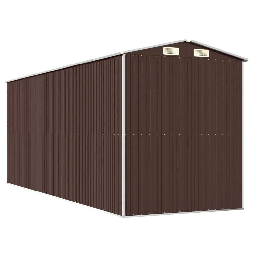 Garden Shed Dark Brown Galvanised Steel Structure 192 x 523 x 223 cm