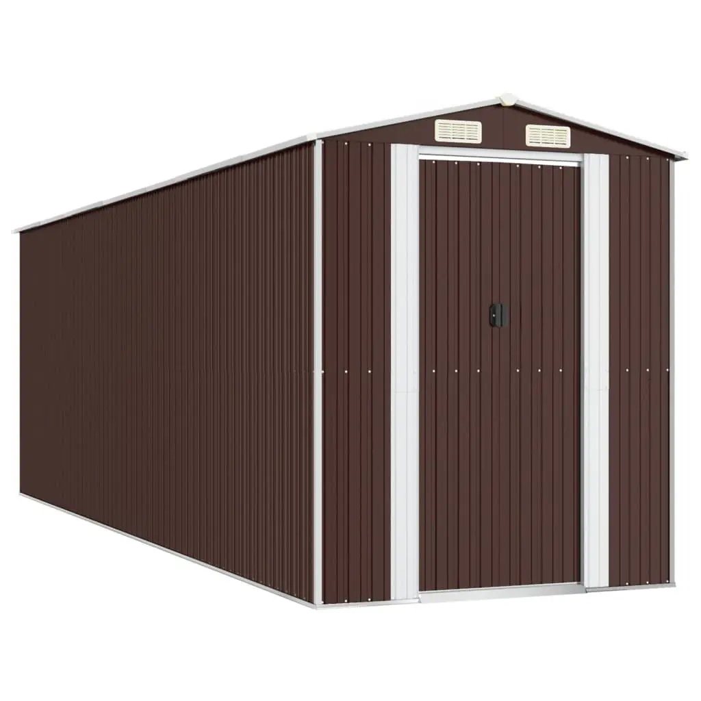 Garden Shed Dark Brown Galvanised Steel Structure 192 x 606 x 223 cm