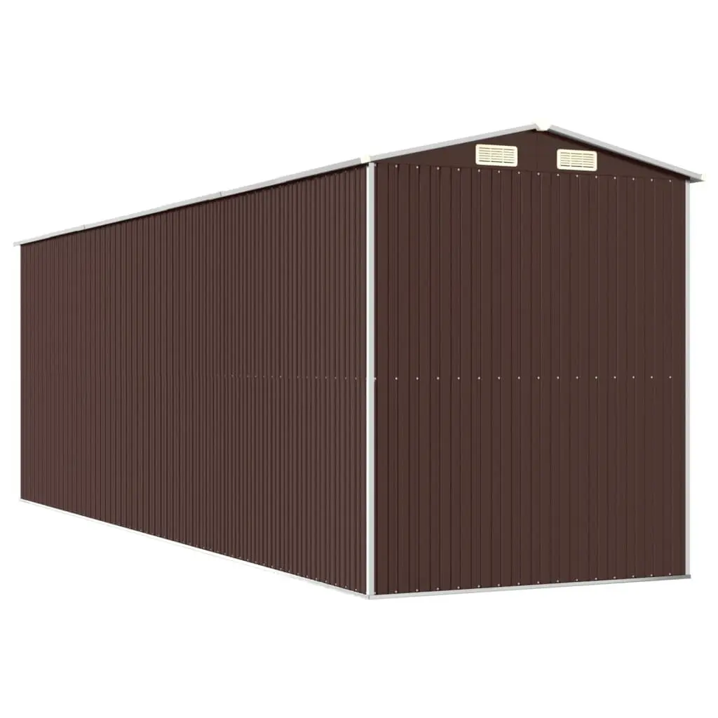 Garden Shed Dark Brown Galvanised Steel Structure 192 x 606 x 223 cm