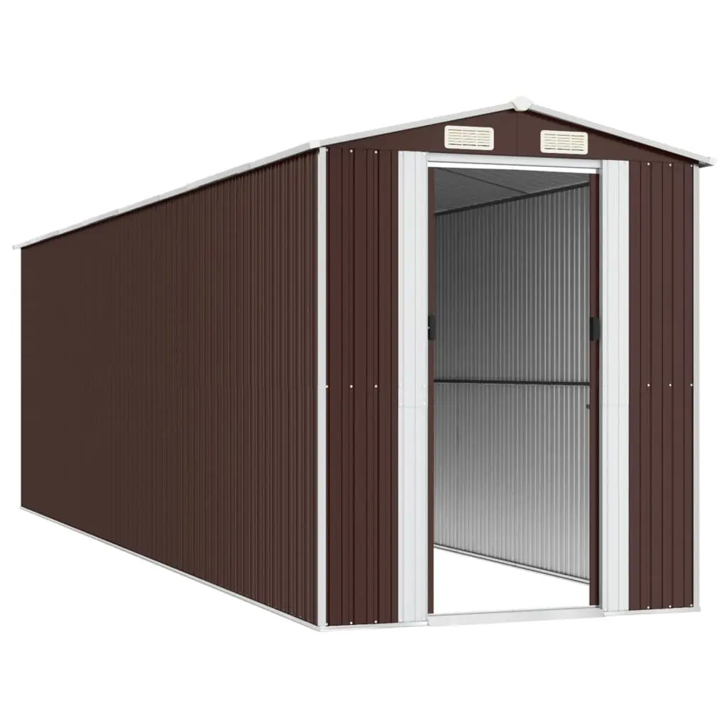 Garden Shed Dark Brown Galvanised Steel Large Outdoor Storage