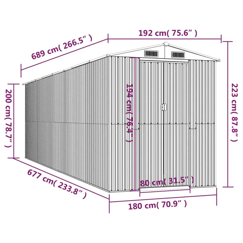 Garden Shed Dark Brown Galvanised Steel Large Outdoor Storage