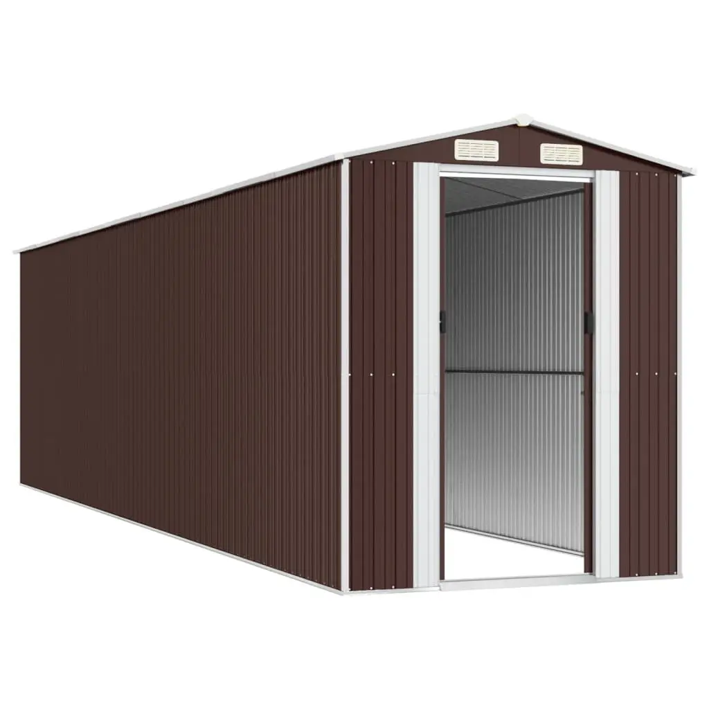 Garden Shed Dark Brown Galvanised Steel Spacious Outdoor Storage Tool House