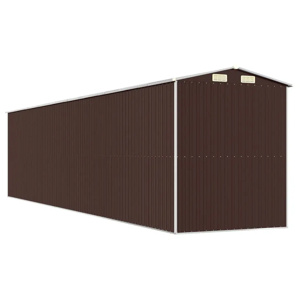 Garden Shed Dark Brown Galvanised Steel Spacious Outdoor Storage Tool House