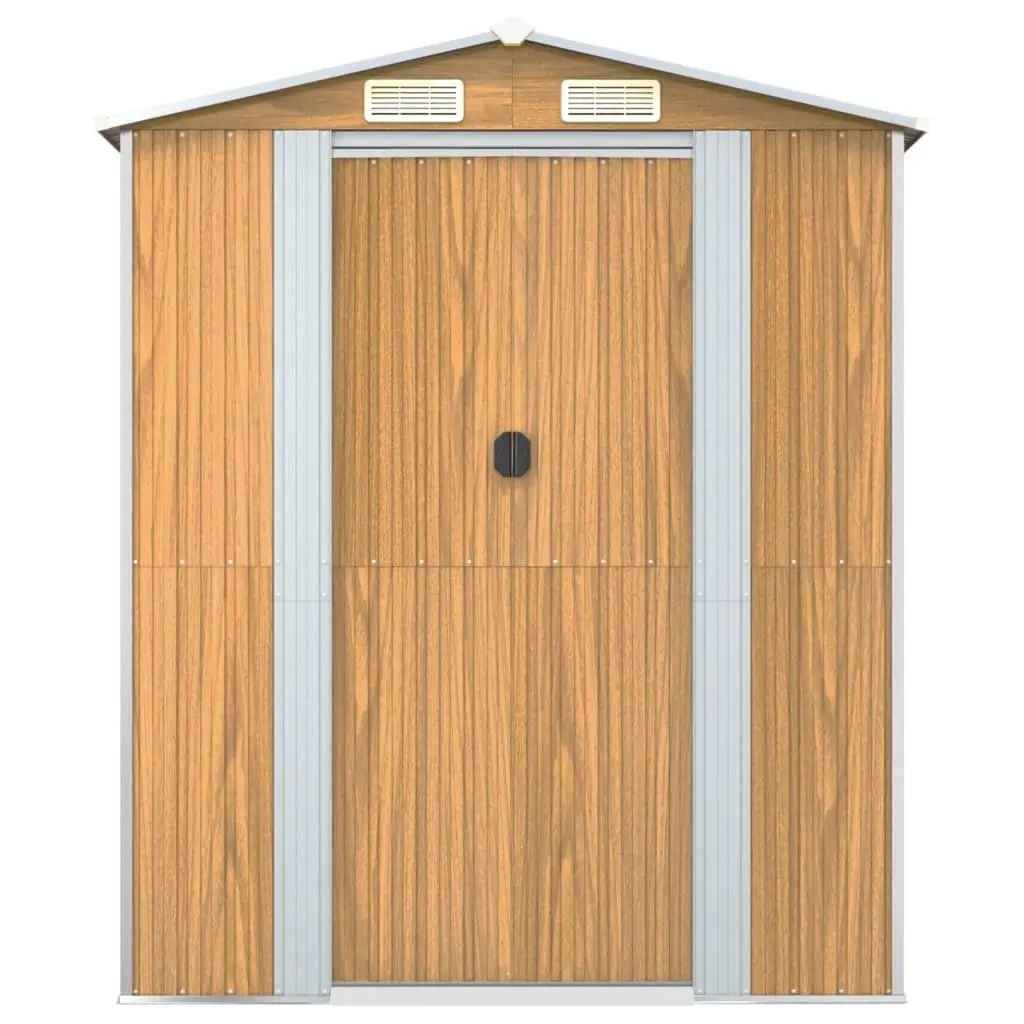 Garden Shed Brown Galvanised Steel Double Doors 192 x 191 x 223 cm